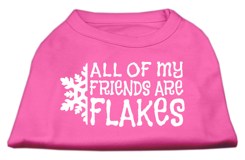 All my friends are Flakes Screen Print Shirt Bright Pink XS